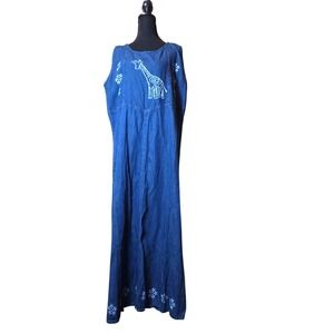 My Choice Vintage 90's Denim Maxi Dress Giraffe Print Sleeveless‎ Casual 1X